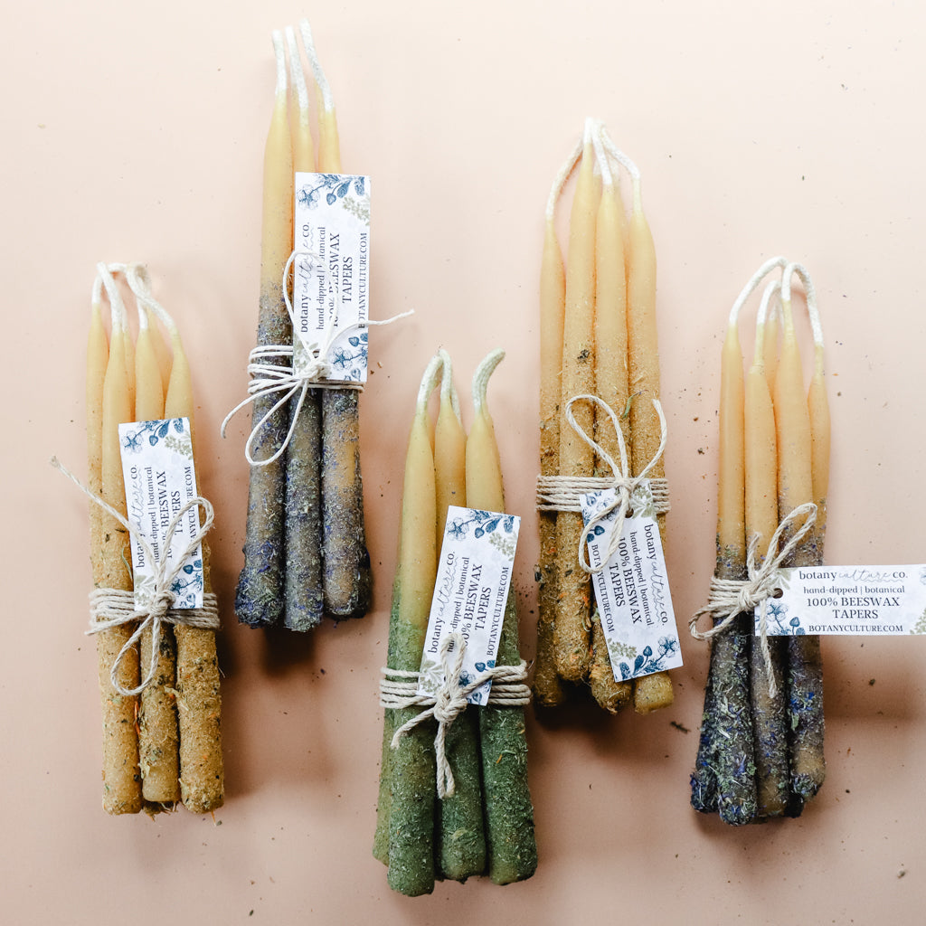 Botanical Beeswax Taper Candles | 5" Bundle