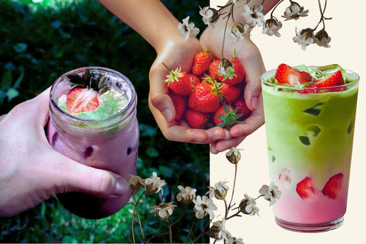 Iced Strawberry Matcha Latte with Chill Pill Herbal Honey
