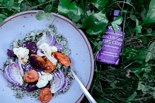 Massaged Kale Salad with Creamy Fire Cider Hemp Seed Dressing