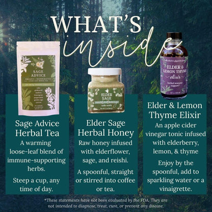 Infographic of 'What's Inside' the Everyday Immune Care Trio with images of the three products and text about what each product is and how to use it